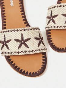 Styleloop Giày sandal đế bằng cho nữ, họa tiết dệt, phong cách Bohemian, thích hợp cho kỳ nghỉ, Halloween, Giáng sinh, tiệc tùng - Màu nâu  Mocha - Xem 5