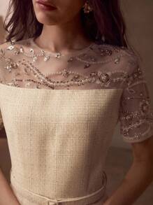 MOTF PREMIUM CONTRAST SEQUIN SHEER DRESS