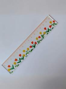 1/4 Set, Righello trasparente con motivo floreale, essenziale per il ritorno a scuola, righello in acrilico da 15 cm, forniture per scuola e ufficio