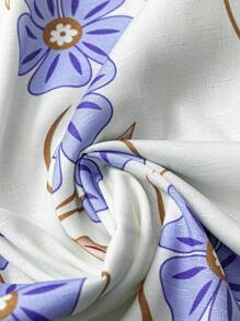 Linhara Camisa casual con estampado de nicho de moda talla grande, adecuada para vacaciones, reuniones, fiestas, Día de San Valentín, Festival Qixi - Morado - Ver 5