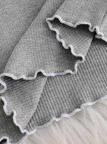 2 件套女士和少女优雅深灰色简约长袖睡衣套装 - 深灰色 - 查看 5