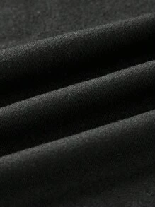 SHEIN EZwear 2 件黑色方领修身长袖休闲 T 恤套装，女士，秋冬 - 黑色 - 查看 4