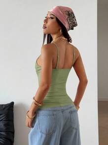 StreetHx Streetwear 女款 Y2K 休闲蝴蝶图案吊带背心 - 綠色 - 查看 2