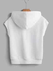 SHEIN EZwear Women's Casual Sleeveless Open Front Hooded Sweatshirt, Suitable For Autumn/Winter,Fall Women Clothes,Back To School - White - View 2