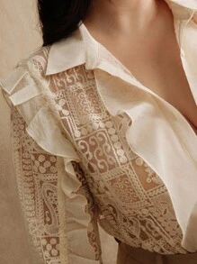 Anewsta Delicate Embroidered Luxurious Elegant Vacation Blouse For Women, Spring/Summer