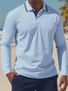 Manfinity Dauomo 2 件男士休闲 Polo 衫和短裤套装，极简主义百搭服装，适合日常通勤 - 彩色 - 查看 3