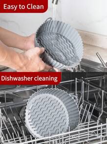 SHEIN Basic living 1pc 1.5L Practical Handle Silicone Air Fryer Basket, Solid Color Reusable Dishwasher Friendly Air Fryer Liner, Replacement Of Air Fryer Liner Liners Air Fryer Kitchen Air Fryer Liners Air Fryer Paper Airfryer Air Frier - Grey - View 7