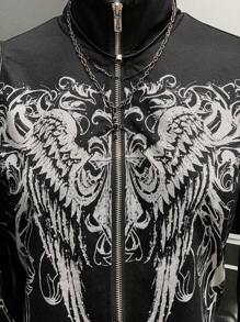 StreetHx 时尚朋克风格印花女式轻便夹克 - 黑色 - 查看 5