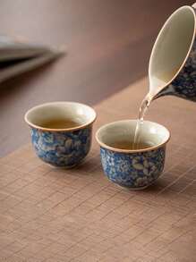 Cirelle Floral Ceramic Tea Cup, Handmade Retro Teacup With Underglaze Floral Painting, High-Quality Personal Teacup For Home, Cafe, Restaurant, Office, Tea House, Party, Birthday, Holiday, Wedding & Gift | Tea Set,Tea,Chinese Tea Set,Cup Set,Matcha,Matcha Cups