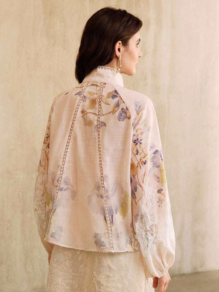 Camicia elegante e versatile in lino e bambù con maniche lunghe e nodo, adatta all'autunno per le donne