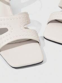 Sleekvia 米色金属水钻装饰休闲时尚厚底中跟凉鞋 - 米色 - 查看 7