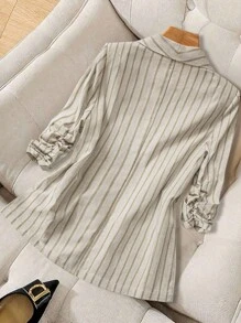 Amorya Áo khoác blazer sọc cổ điển dành cho nữ, Thời trang đi làm hàng ngày, Trang phục công sở giản dị mùa thu đông trở lại trường, Buổi hòa nhạc đồng quê, Mùa thu phù hợp để đi làm, Phong cách Old Money, Giáo viên, Vải lanh mới 2025 - Nhiều màu - Xem 8