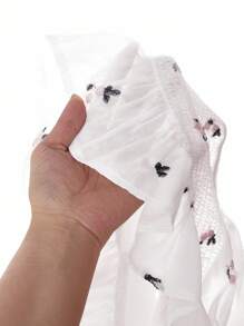 Maija Kids Maija Kids 年轻女孩花卉刺绣泡泡袖荷叶边下摆衬衫 - 白色 - 查看 7