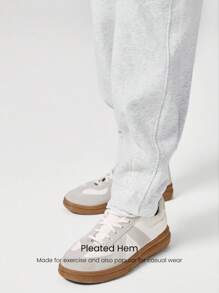 GLOWMODE 26'' Everyday Fleece Loose Fit Adjustable Drawstring Wasit Pleated Hem Joggers With Side Pockets Daily Casual - Grey - View 2