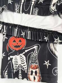 INAWLY Leggings femininas com estampa de esqueleto e fantasma para Halloween - Multicolorido - Ver 5