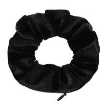 SHEIN 1 pieza Coletero de bolsillo con cremallera oculta, coletero de terciopelo con bolsillo con cremallera, élastico de pelo con bolsillo secreto para efectivo, llaves, lápiz labial, bandas élasticas para el cabello de mujer, organizador de estilo minimalista para vacaciones, organizador de maquillaje de gran capacidad para lápiz labial, brochas, cuidado de la piel, teléfono móvil, monedas, pequeños artículos, vibraciones bohemias