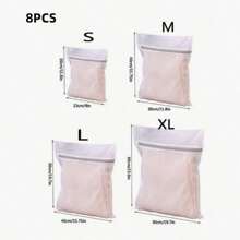 1/4/8 件灰色拉链封口网状洗衣袋，加厚洗衣袋，不同尺寸网状洗衣保护袋，衣物保护，洗衣房配件，洗衣袋，春季、极简主义、夏季上衣 - 灰色 - 查看 13
