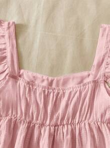 SHEIN Áo sơ mi vải họa tiết chữ A tay bồng màu hồng cho bé gái, thích hợp cho kỳ nghỉ, lễ hội âm nhạc, phong cách Boho, ngày lễ, tiệc trà chiều Áo babydoll Áo babydoll Áo babydoll màu hồng Áo babydoll mùa hè Áo babydoll nhún bèo Áo babydoll dễ thương Áo babydoll nhún bèo màu hồng - Hồng - Xem 6