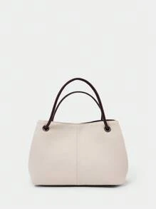 SHECARRY 女士时尚大容量手提包，适合日常使用 - 杏色 - 查看 1