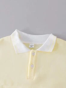 SHEIN Bộ 2 món: Áo thun polo màu vàng thời trang cho bé gái, thiết kế chữ nổi, áo nỉ dài tay và quần ống đứng dáng rộng phong cách cổ điển có túi, thích hợp mặc ở nhà, du lịch, đi chơi, đi học, đi làm, chụp ảnh đường phố, trang phục thường ngày - Nhiều màu - Xem 7