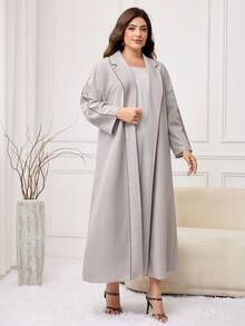 Al Najma Áo Abaya dài thường ngày, màu trơn, hở vai, đa năng cỡ lớn dành cho nữ - Nhiều màu - Xem 5