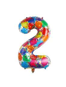 1pc Number Shape Aluminum Decorative Balloon, Creative For Party Decoration - Multicolor - View 5