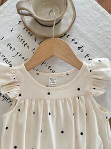 Newborn Baby Girl Cute Summer Casual Floral Pattern Romper With Flutter Sleeves