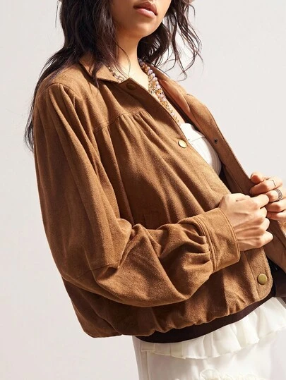 Bohemela Boho Western Nomadic Style Casual Solid Color Woven Loose Long Sleeve Women Jacket In Fall/Winter