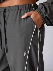 Exploreva 女士运动套装、返校装、毕业典礼、返校装、女士运动和瑜伽时尚运动服女士套装、慢跑和户外休闲装女士健身套装女士健身套装宽松版型、夹克和裤子套装、运动服 Y2k、 - 灰色 - 查看 7