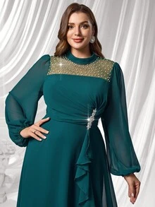 Coutiva Rochie de seară de lux pentru femei, mărime plus, elegantă și elegantă - Verde inchis - Vizualizare 7