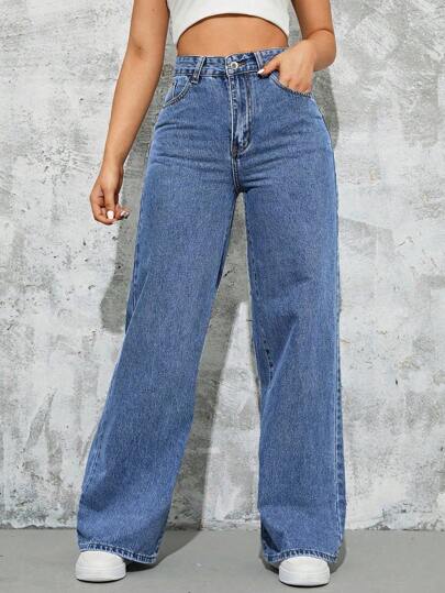 SHEIN ICON Women's Pocketed Denim Pants