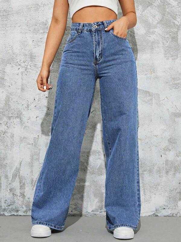 SHEIN ICON Women's Pocketed Denim Pants