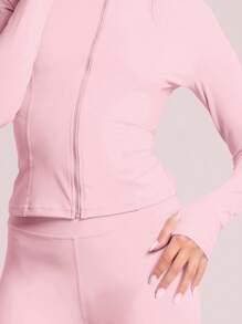 Musera Sport Chaqueta deportiva de manga larga con cremallera, cuello alto y ajustada, para pádel, tenis, pickleball, gimnasio y entrenamiento en otoño e invierno