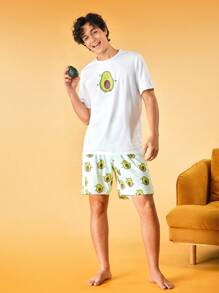 Notgurli Conjunto de pijama / Pijama con diseño gráfico de dibujos animados para hombres - Multicolor - Ver 4
