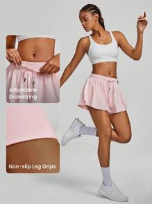 GLOWMODE Drawstring Pocket Mini Skort With Built-In Underwear Tennis Golf Summer Anti-Odor