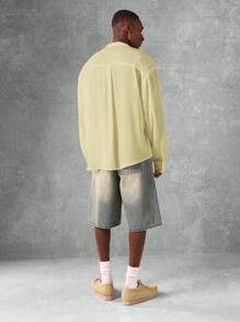 SUMWON Áo sơ mi cài nút ve xẻ tay dài nhẹ nhàng, rộng rãi, thoáng khí, thường ngày cho công sở, dạo phố mùa xuân hè - Màu vàng - Xem 6