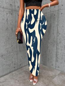 SOLERSUN Váy ôm sát thời trang dự tiệc quyến rũ thanh lịch màu sắc trừu tượng in kỹ thuật số đầy đủ - Nhiều màu - Xem 4