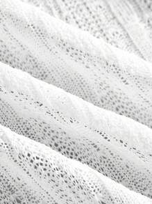 SHEIN LUNE White Front Tie Knit Fabric T-Shirt Top, Sexy, Cute, Fashionable & Casual, Suitable For Matching