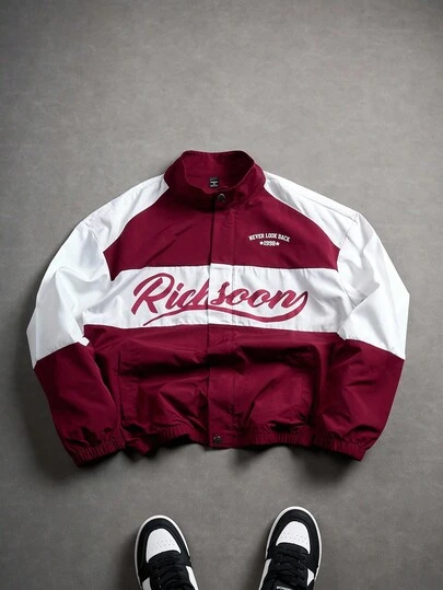 PAVTROS Chaqueta de hombre con cremallera de manga larga, estilo casual de calle, chaqueta de carreras, chaqueta cortavientos vintage personalizada, Navidad