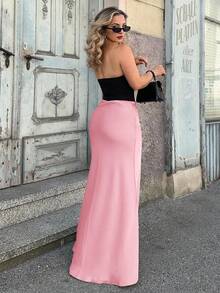 Jeta Ari Women's Plain Simple Daily Wear Skirt Maxi Women Outfit - Dusty Pink - View 2