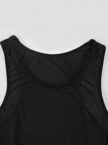 جمبسوت رجالية كاجوال بدون أكمام ذات لون سادة تشكيل الجسم - الأسود - مشاهدة 4