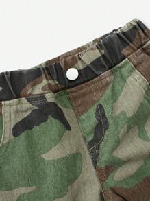 Denimly Infant Boys' Casual Daily Urban Street Elastic Waist Multi-Pocket Simple Comfortable Washed Denim Camouflage Cargo Pants Fall Winter - Multicolor - View 4