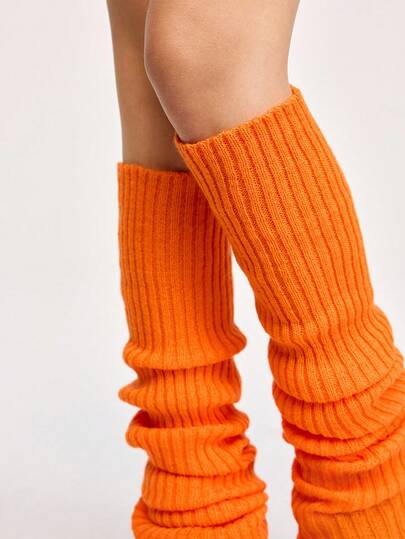 Grunge Punk 1 Paar Damen Gothic Stil einfarbige vertikale gestreifte 90cm gestrickte extra lange Beinwärmer, geeignet für alle Jahreszeiten