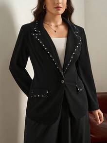 SHEIN Clasi Plus Size Women Elegant Patchwork Blazer Jacket Women Blazers Dress Jacket Women Blazers In Fall/Winter - Black - View 7