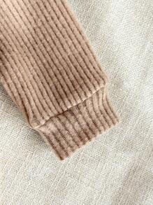 SHEIN 2 Stücke Baby Mädchen Set mit Rundhals Strickjacke Pullover & Leggings mit elastischem Bund, lässige koreanische Mode Outfit mit Mütze, bequem & weich für Herbst/Winter