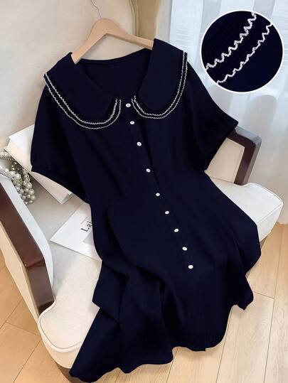 Regalyn Plus Size Retro Print Casual Shirt Dress, Elegant Holiday Style