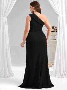 Coutiva Vestido de noche formal de talla grande (muy adornado) - Negro - Ver 2