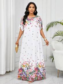 SHEIN Lady Vestido de mujer elegante de vacaciones con estampados florales y telas texturizadas, vestido suelto y holgado con mangas cortas para vacaciones, ducha nupcial, vestido largo y delgado con mangas con cordones para primavera, verano y otoño, vacaciones, atuendos de playa, vestidos de cumpleaños para mujer, vestidos elegantes para mujer, ropa occidental para mujer, atuendo de concierto de country, atuendos de cumpleaños para mujer, vestido de vacaciones, atuendo de concierto para mujer, vestido floral para mujer, ropa bohemia para mujer, atuendos de brunch para mujer, atuendos de vacaciones en la playa, vestido de fiesta de té, vestido de hada europeo de verano - Multicolor - Ver 3