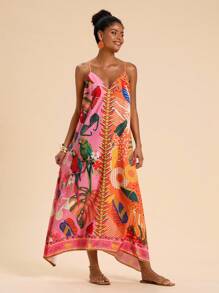 Travachic 女士度假印花宽松细肩带连衣裙、度假风格、编织图案印花、女士休闲夏季度假装、波西米亚海滩度假装、波西米亚风、节日装、女士沙滩装、女士夏季装、毕业装、女士生日装、海滩必备品、女士机场装、俱乐部装、女士乡村装、茶会礼服、生日礼服、夏季太阳裙、女士夏季礼服、欧洲夏季、返校节、返校节、老钱风格女士、女士街头服饰、Y2k、夜间外出、秋季服装、冬季服装、可爱、外出装、飘逸连衣裙 - 彩色 - 查看 7