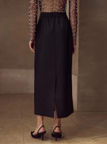 MOTF PREMIUM RHINESTONE SPLIT SKIRT - Black - View 3